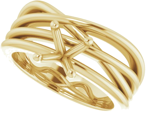 Sužadėtuvių Žiedas „Solitaire Asymmetric“ 14k yellow gold Round 6.5mm (5)