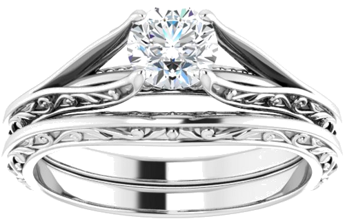 14K White 5.2 mm Round Engagement Ring Mounting (8)