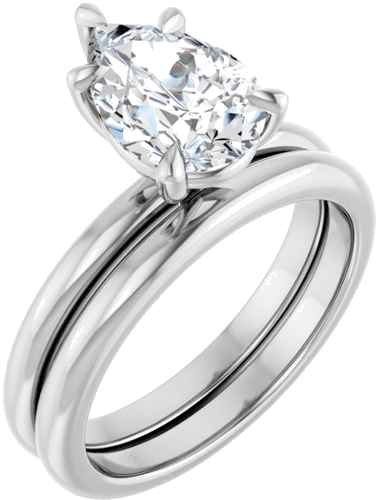 14K White 10x7 mm Pear Solitaire Engagement Ring Mounting (3)