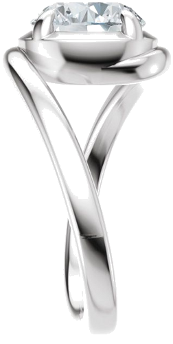 Sužadėtuvių Žiedas „Claw-Prong Solitaire Bypass“ 14k white gold Round 8.2mm (4)