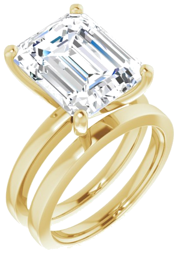 Sužadėtuvių Žiedas „Solitaire“ 585 Geltonojo Aukso Emerald 12mm x 10mm (6)