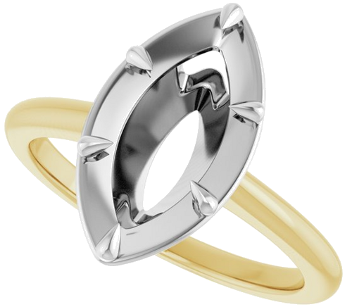 Sužadėtuvių Žiedas „Claw-Prong Solitaire Bezel-Style“ 14k yellow/white gold Marquise 13mm x 6.5mm (5)