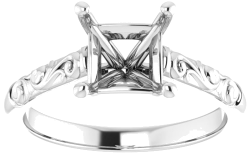 Sužadėtuvių Žiedas „Solitaire“ 14k white gold Square 6mm (3)