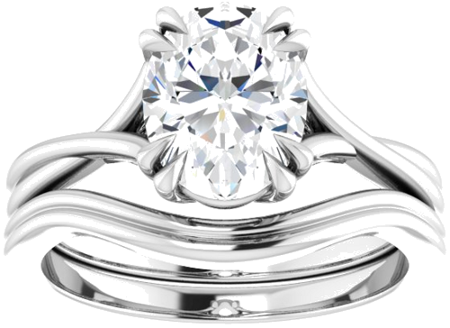 14K White 9x7 mm Oval Solitaire Engagement Ring Mounting (8)