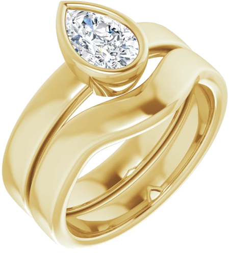 Sužadėtuvių Žiedas „Bezel-Set Solitaire“ 14k yellow gold Pear 8mm x 5mm (6)