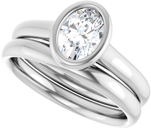Sužadėtuvių Žiedas „Bezel-Set Solitaire“ 925 Sidabro Oval 7mm x 5mm (10)