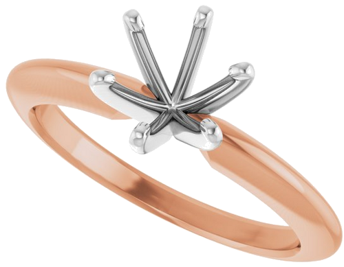 Sužadėtuvių Žiedas „Solitaire“ 14k rose/white gold Round 6mm x 6.6mm (5)