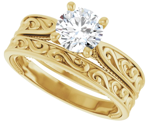 Sužadėtuvių Žiedas „Solitaire Vintage-Inspired“ 14k yellow gold Round 6.5mm (10)