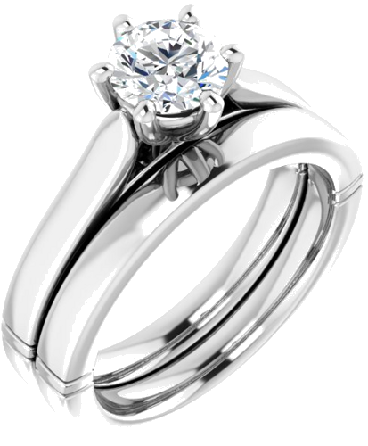 14K White 6 mm Round Engagement Ring Mounting (6)