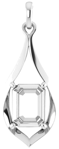 14K White  9x7 mm Emerald Pendant Mounting (1)