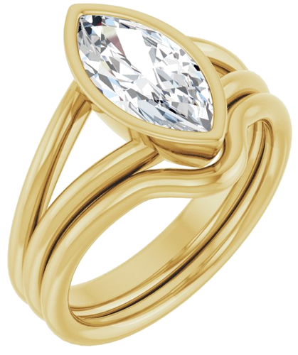 Sužadėtuvių Žiedas „Bezel-Set Solitaire“ 585 Geltonojo Aukso Marquise 12mm x 6mm (6)