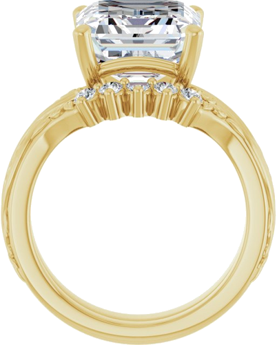 Sužadėtuvių Žiedas „Solitaire Sculptural“ 14k yellow gold Emerald 12mm x 10mm (7)