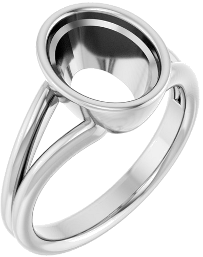 Sužadėtuvių Žiedas „Bezel-Set Solitaire“ 14k white gold Oval 10mm x 8mm (1)
