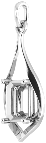 14K White  9x7 mm Emerald Pendant Mounting (2)