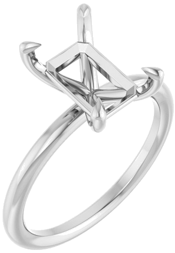 Sužadėtuvių Žiedas „Claw-Prong Solitaire“ 14k white gold Emerald 10mm x 7mm (1)