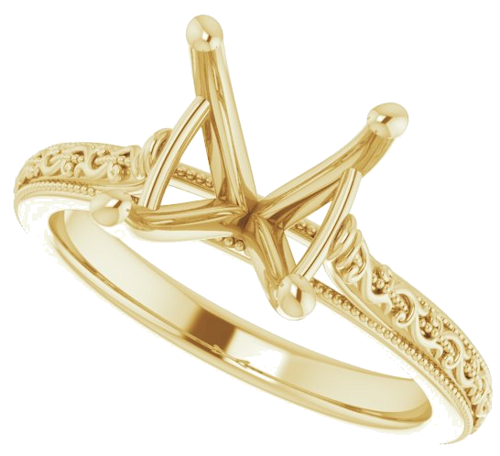 Sužadėtuvių Žiedas „Solitaire Sculptural“ 18k yellow gold Asscher 8mm (5)