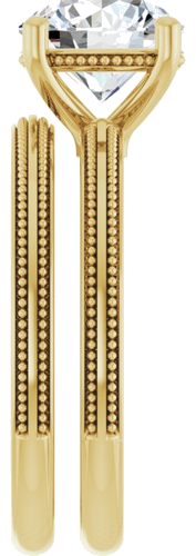 Sužadėtuvių Žiedas „Solitaire Milgrain“ 14k yellow gold Round 8mm (9)