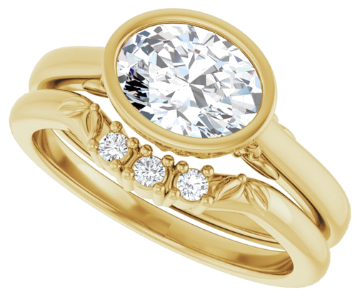 Sužadėtuvių Žiedas „Bezel-Set“ 14k yellow gold Oval 8mm x 6mm (10)