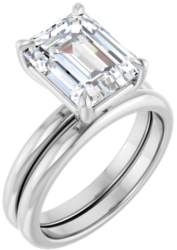 14K White 10x8 mm Emerald Solitaire Engagement Ring Mounting (6)