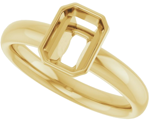 Sužadėtuvių Žiedas „Bezel-Set Solitaire“ 18k yellow gold Emerald 7mm x 5mm (5)