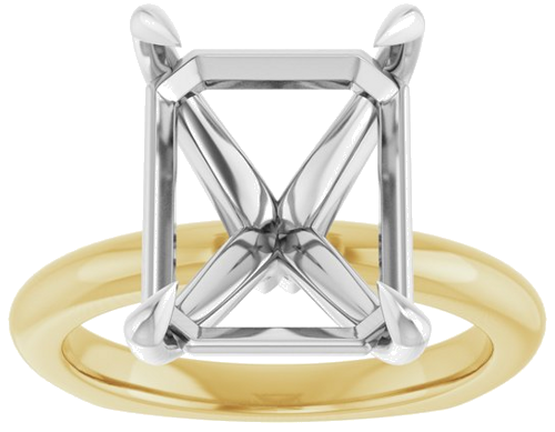 Sužadėtuvių Žiedas „Claw-Prong Euro Shank“ 14k yellow/white gold Emerald 12mm x 10mm (3)