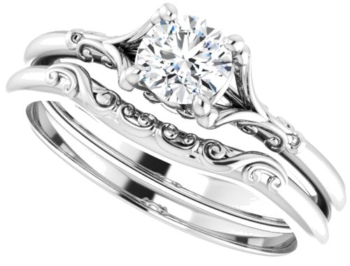 18K White 4.8 mm Round Solitaire Engagement Ring Mounting (10)