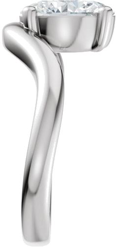 Sužadėtuvių Žiedas „Solitaire Asymmetric“ 14k white gold Oval 9mm x 7mm (4)