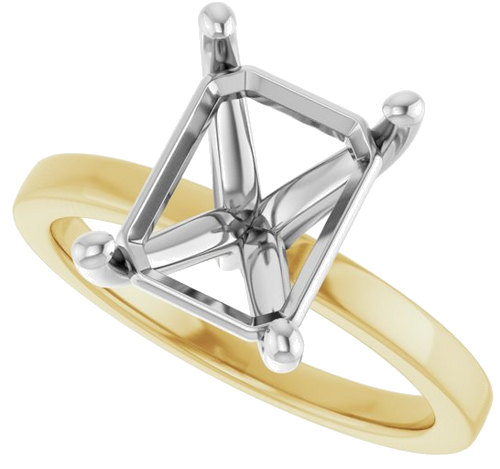 Sužadėtuvių Žiedas „Solitaire“ 14k yellow/white gold Emerald 10mm x 8mm (5)