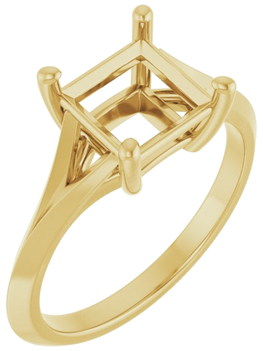 Sužadėtuvių Žiedas „Solitaire Split Shank“ 10k yellow gold Square 7mm (1)