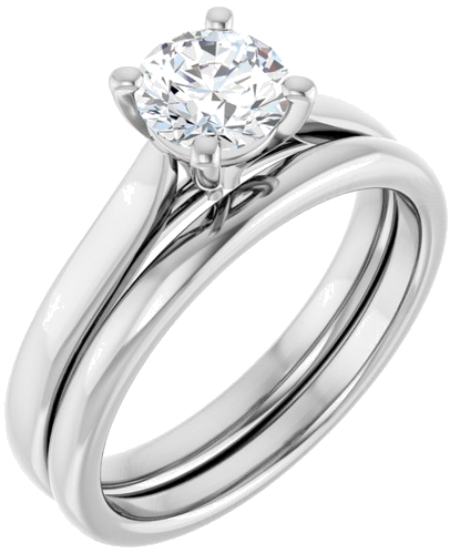 Sužadėtuvių Žiedas „Solitaire“ 585 Baltojo Aukso Round 5.8mm (6)
