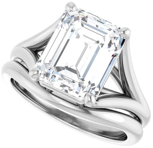 Sužadėtuvių Žiedas „Solitaire“ 10k white gold Emerald 10mm x 8mm (10)