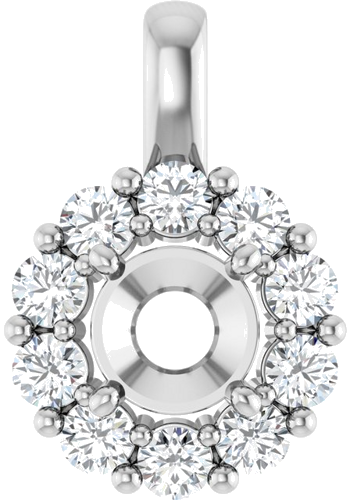 Pakabukas „Halo-Style“ 14k white gold Round 6mm (1)