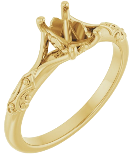 Sužadėtuvių Žiedas „Solitaire Sculptural“ 14k yellow gold Emerald 6mm x 4mm (1)