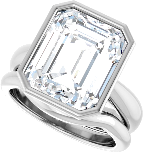 Sužadėtuvių Žiedas „Bezel-Set Solitaire“ 925 Sidabro Emerald 12mm x 10mm (10)