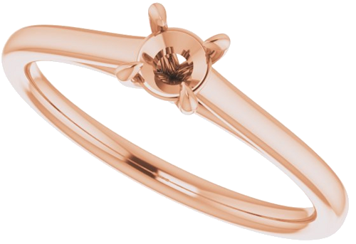 Sužadėtuvių Žiedas „Solitaire“ 585 Rožinis Aukso Round 4.1mm (5)