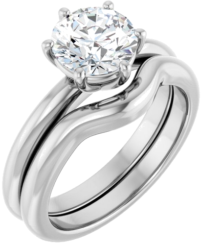 Sužadėtuvių Žiedas 14k white gold Round 7.4mm (6)