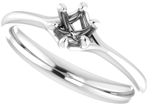 Sužadėtuvių Žiedas „Solitaire“ 14k white gold Round 4.4mm (5)