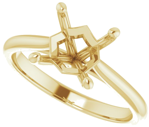 14K Yellow 6.5 mm Square Solitaire Engagement Ring Mounting (5)
