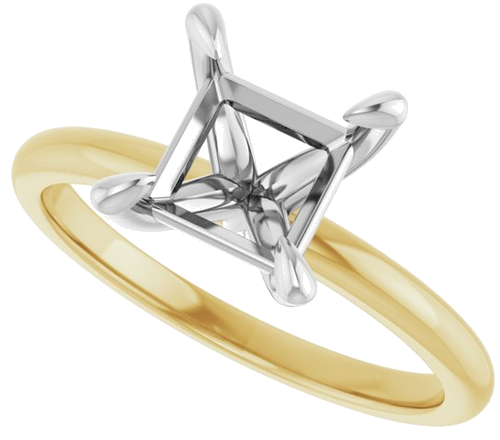 Sužadėtuvių Žiedas „Solitaire“ 14k yellow/white gold Square 6.5mm (5)
