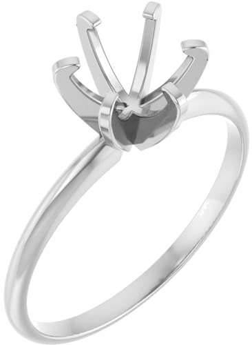 14K White 6.6-7.2 mm Round 6-Prong Solitaire Engagement Ring Mounting (1)