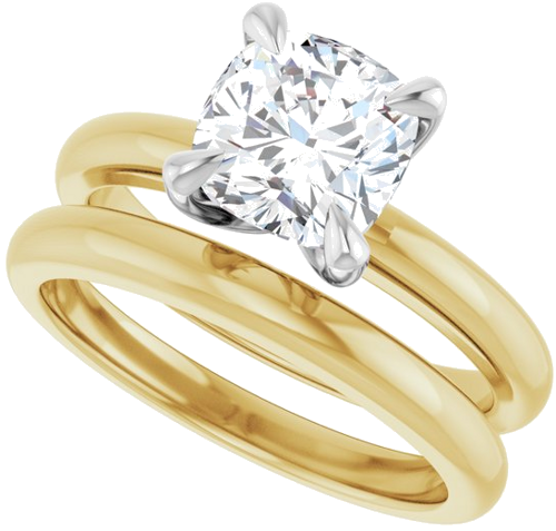 Sužadėtuvių Žiedas „Claw-Prong Solitaire“ 14k yellow/white gold Cushion 7mm (10)