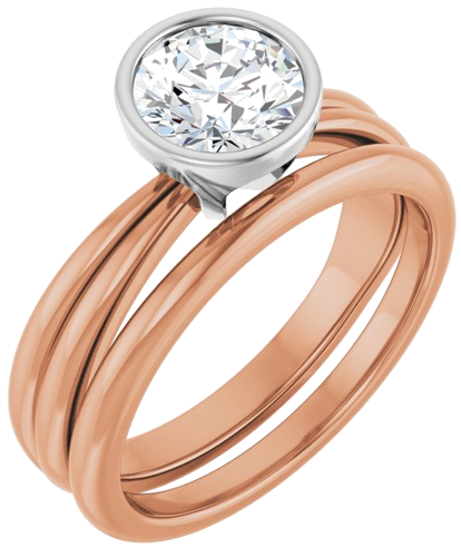 Sužadėtuvių Žiedas „Bezel-Set Solitaire“ 14k rose/white gold Round 6.5mm (6)
