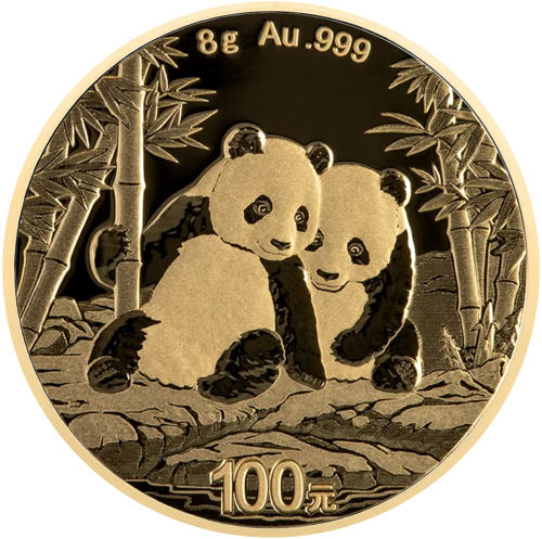 8 g Panda 2023 Ķīna 100 juaņu zelta monēta (1)
