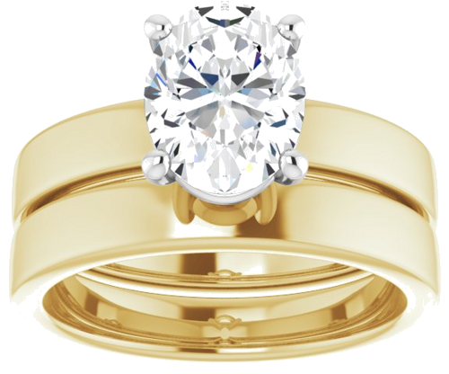 Sužadėtuvių Žiedas „Solitaire“ 14k yellow/white gold Oval 9mm x 7mm (8)