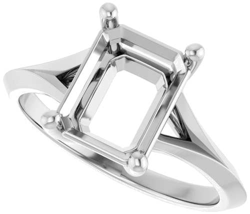 Sužadėtuvių Žiedas „Solitaire Split Shank“ 950 Platinos Emerald 9mm x 7mm (5)