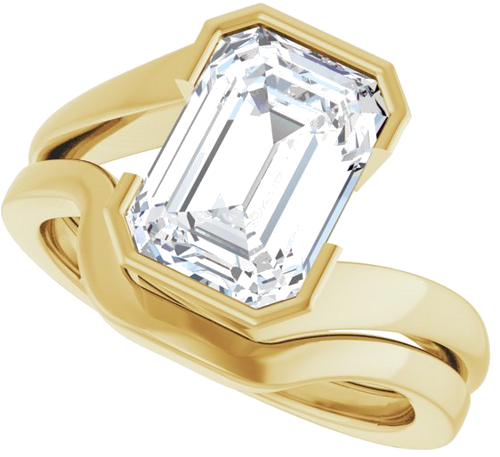 Sužadėtuvių Žiedas „Half-Bezel Solitaire“ 14k yellow gold Emerald 10mm x 7mm (10)