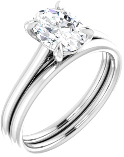 Sužadėtuvių Žiedas „Solitaire“ 585 Baltojo Aukso Oval 8mm x 6mm (6)