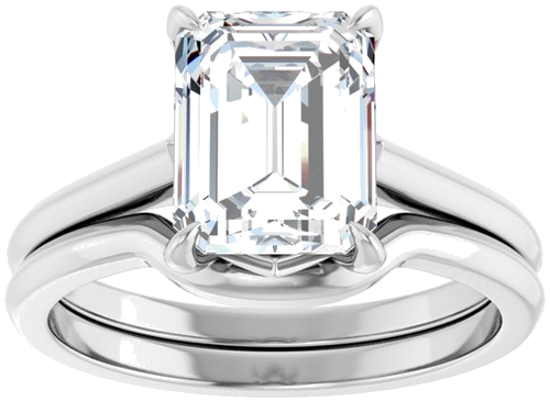 Sužadėtuvių Žiedas „Claw-Prong Solitaire“ 14k white gold Emerald 9mm x 7mm (8)