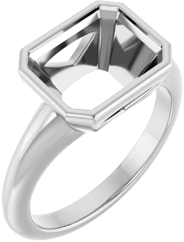 Sužadėtuvių Žiedas „Bezel-Set Solitaire“ 14k white gold Emerald 10mm x 8mm (1)