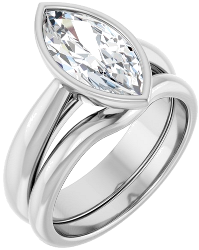 Sužadėtuvių Žiedas „Bezel-Set Solitaire“ 10k white gold Marquise 13mm x 6.5mm (6)